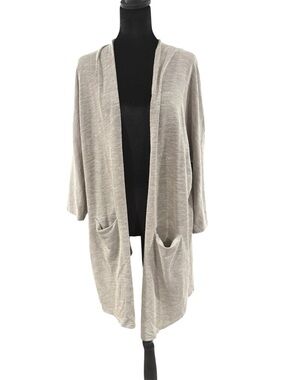 DONNI. Light Gray Women’s Open-Front Pocket Cardigan One Size